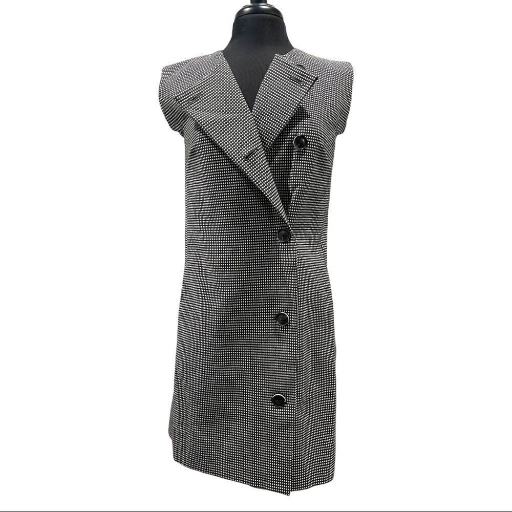 𝅺pearl by Lela Rose Sleeveless Checked Double Breasted Sheath Dress Sz 6